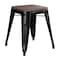 Flash Furniture 4 " Black Metal Stool with Wood Seat, PK4 ET-BT3503-18-BLK-WD-GG - alternate 3